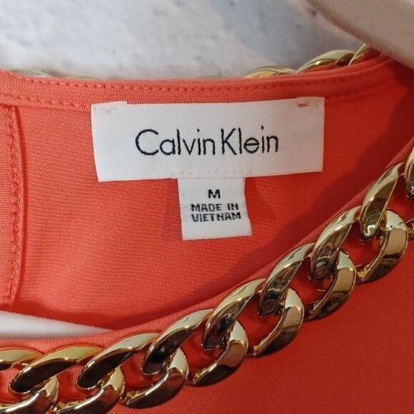 Calvin Klein Sleeveless Chain Top Peach Orange Medium M - Picture 2 of 7
